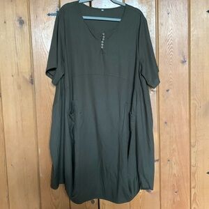 Olive Oversized Shift Dress